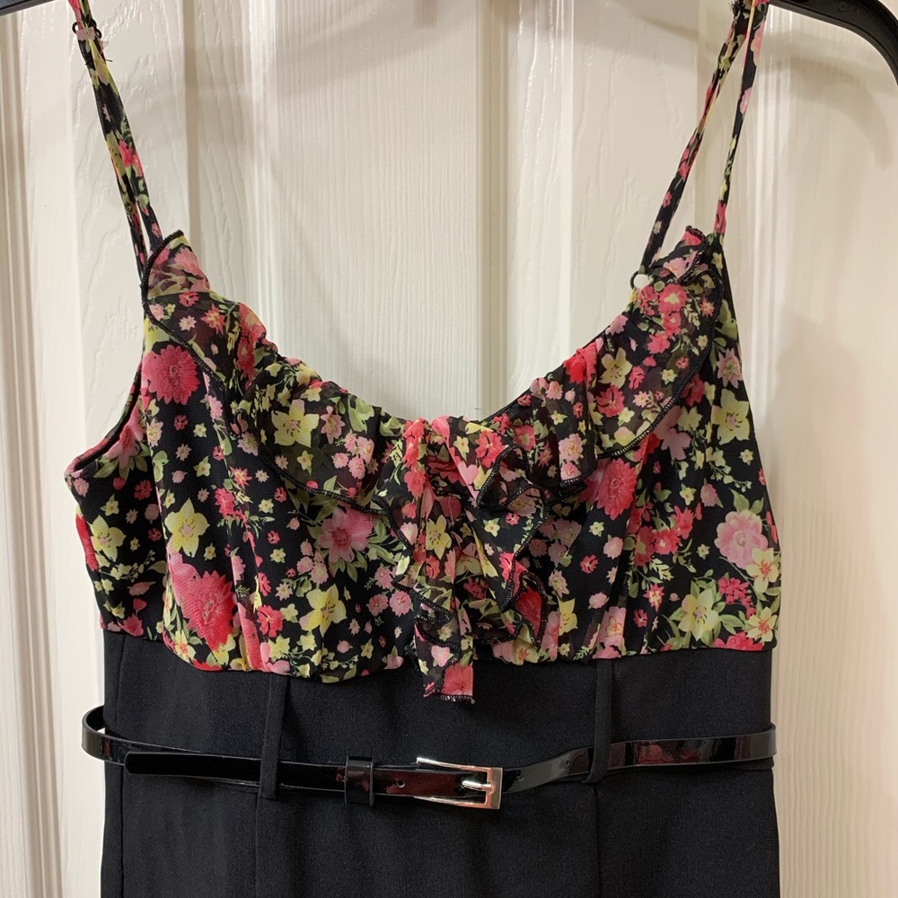 Belted floral ruffle dress